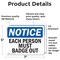 Signmission Each Person Must Badge Out, 7 in W x Rectangle, Vinyl Decal OS-2PACK-NS-D-57-L-11606 - alternate 2